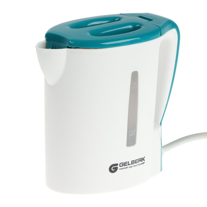 цена Чайник электрический GELBERK GL-467, пластик, 0.5 л, 500 Вт, бело-зеленый