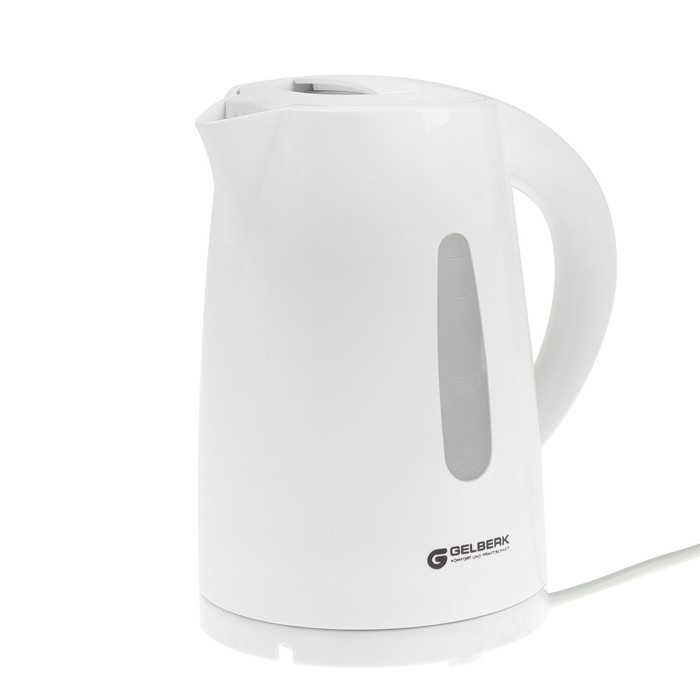 Чайник электрический GELBERK GL-460, пластик, 1.7 л, 2200 Вт, белый чайник электрический gelberk gl 460 пластик 1 7 л 2200 вт белый