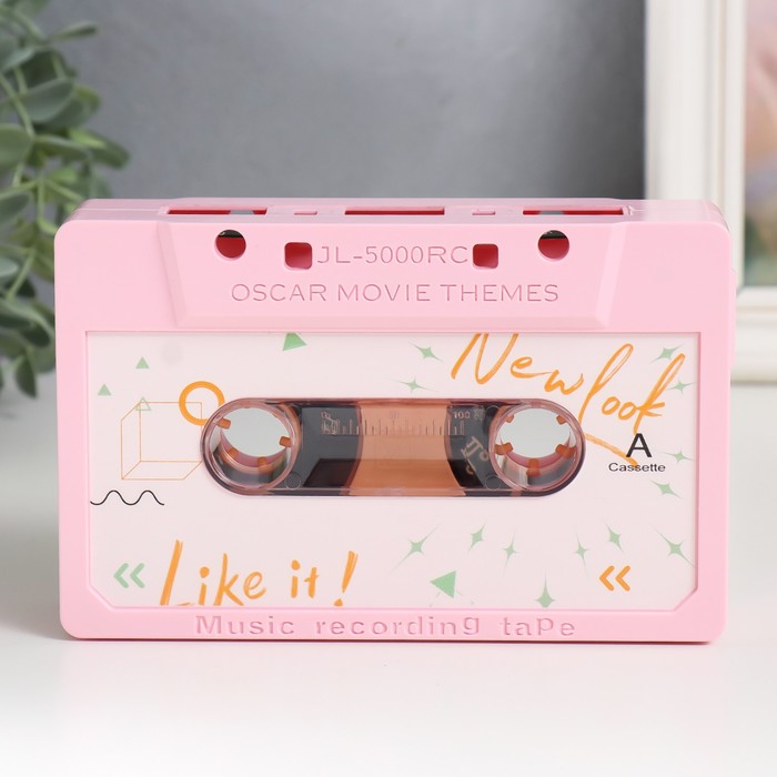 Сувенир музыкальный механический Аудиокассета. Розовый стиль 17х11х5 см