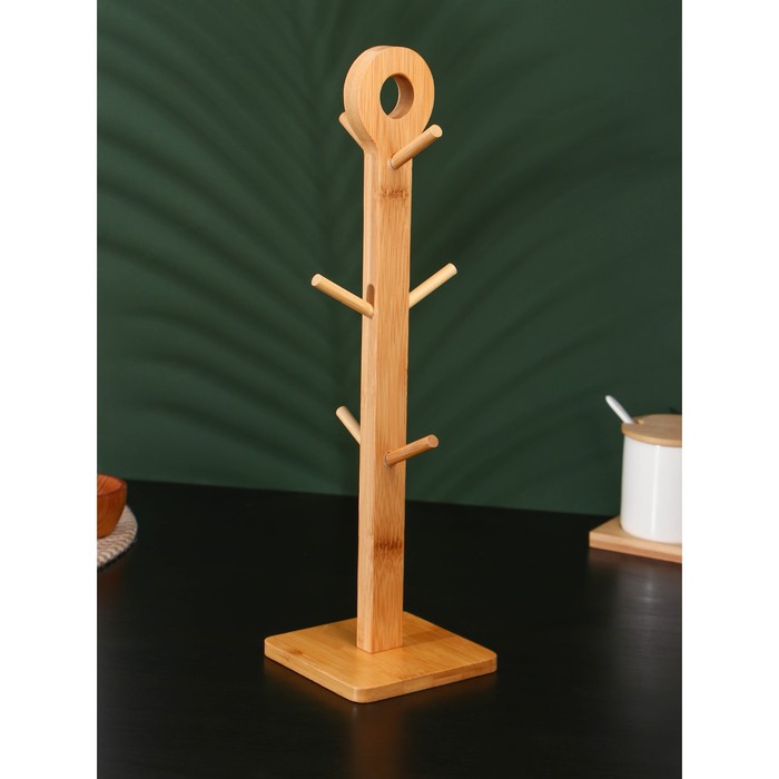 Набор фарфоровых кружек на бамбуковой подставке BellaTenero «Тюльпан», 6 предметов: 300 мл, цвет белый