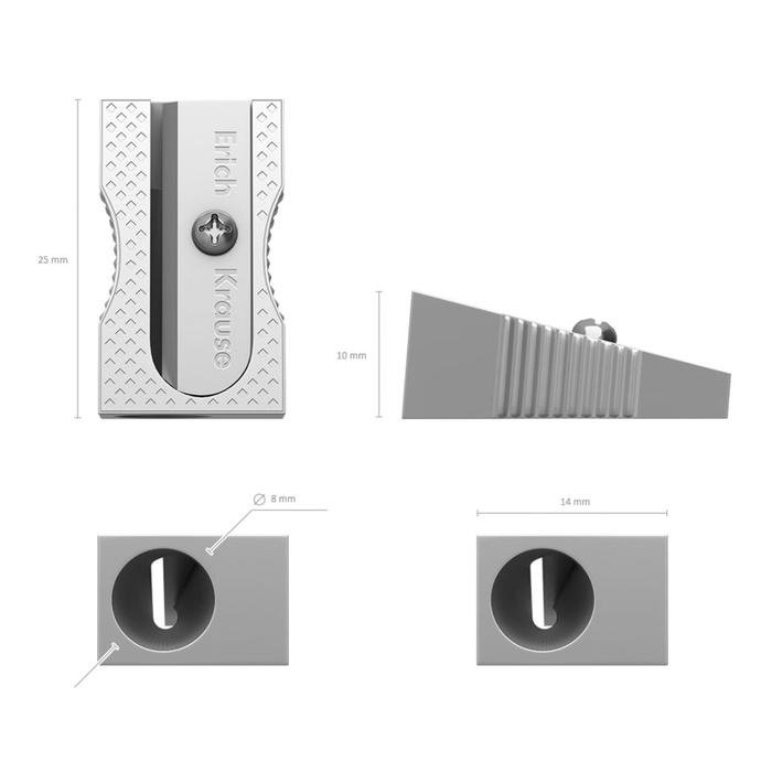 фото Точилка 1 отверстие erichkrause ferro, алюминий, отверстие диаметром 8 мм, серая