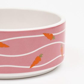 Миска керамическая "Зайчик с морковками", 13 x 13 x 5 cм, розовая