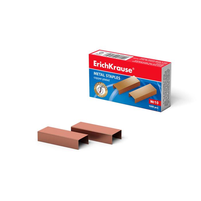 Скобы для степлера №10 Erich Krause, омедненные, 1000 штук
