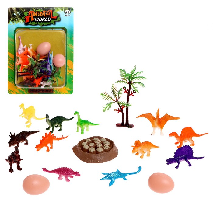 набор фигурок tongde динозавры 9 предметов в пакете lt04 7b Набор фигурок «Динозавры», 16 предметов