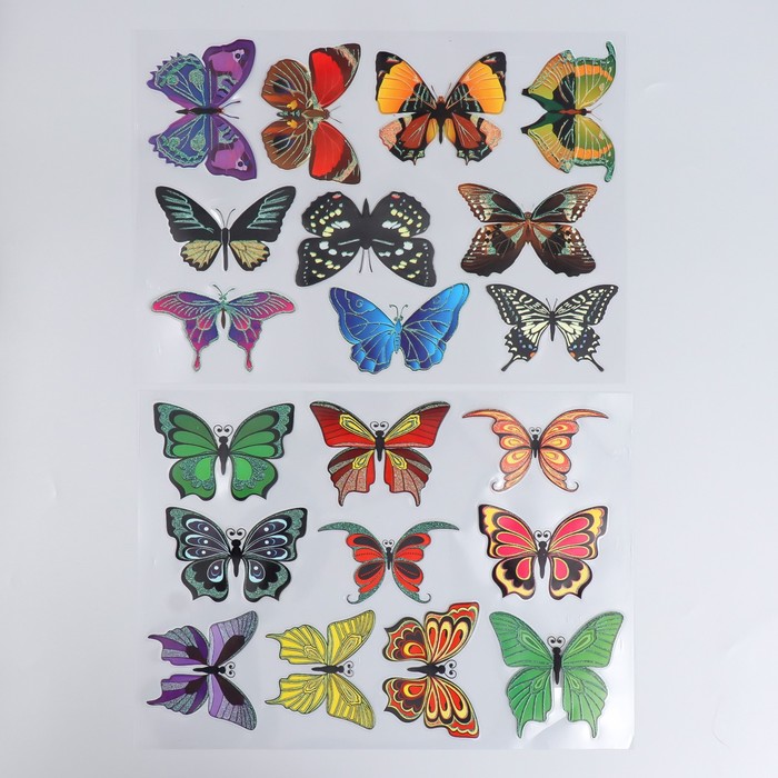 Наклейка без липкого слоя интерьерная цветная Музей бабочек 25х35 см МИКС