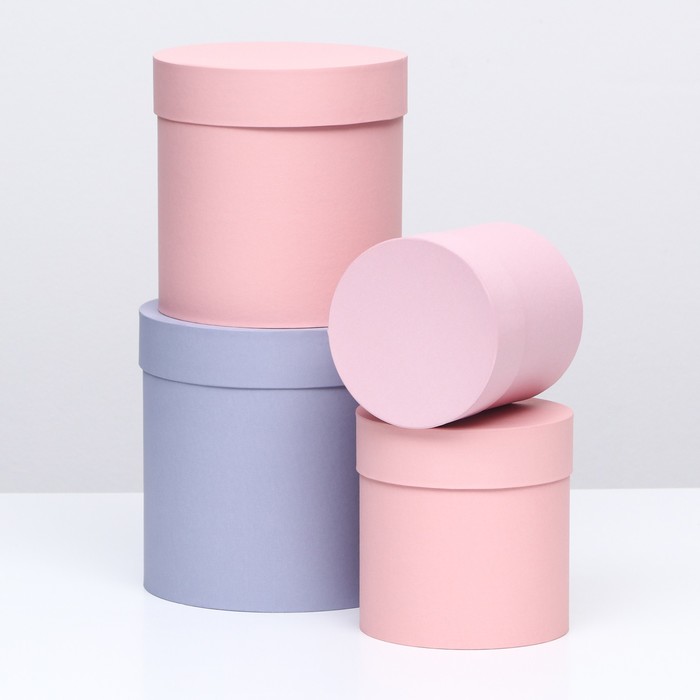 фото Набор круглых коробок 4 в 1 "весенняя нежность", 20 х 20 - 14 х 14 см upak land