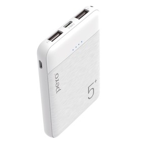 

Внешний аккумулятор PERO PB01, 5000 мАч, 2 USB, 2.1 А, индикатор, белый
