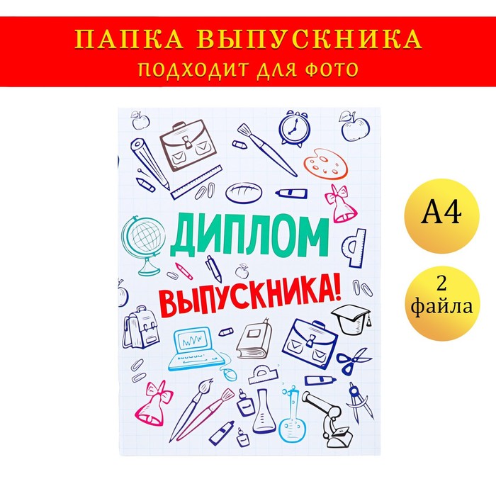 Папка с двумя файлами А4 Диплом выпускника кляксы и канцелярия 149₽