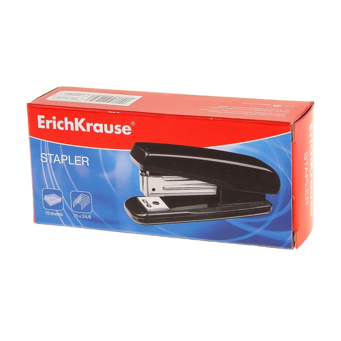 Степлер №24/6, 26/6 до 25 листов Erich Krause, вмещает до 70 скоб, глубина закладки бумаги до 55мм, микс