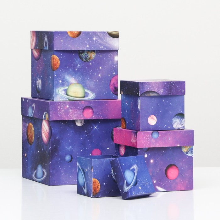 Набор коробок №2 5 в 1 космос 22,5х22,5х22,5 - 9,5х9,5х9,5см 9589273