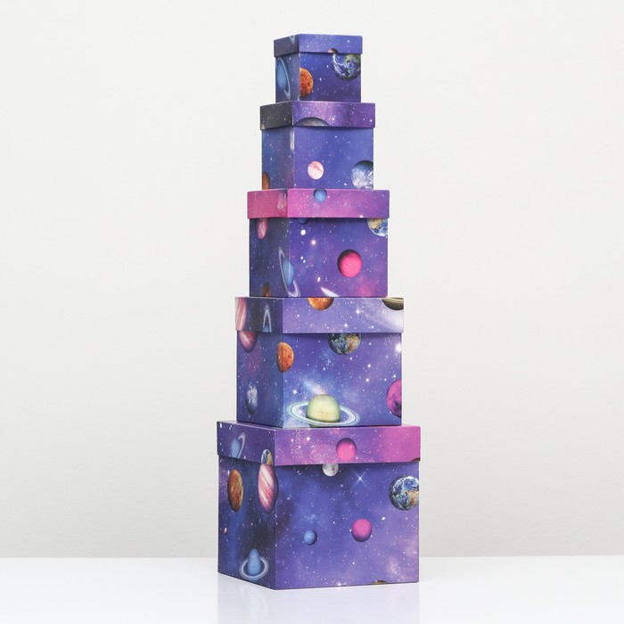 Набор коробок №2 5 в 1 космос 22,5х22,5х22,5 - 9,5х9,5х9,5см 9589273