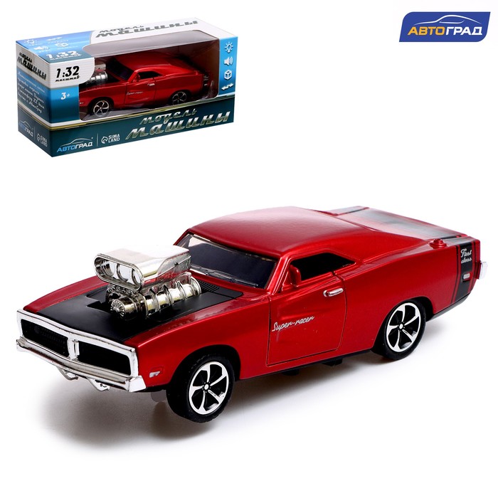

Машина металлическая Muscle car, масштаб 1:32, свет и звук, инерция, цвет красный