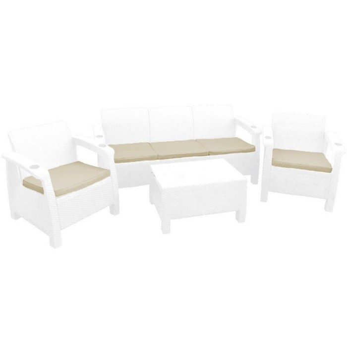 Комплект мебели Yalta Triple Set: 3-местный диван, 2 кресла, столик, цет подушки МИКС