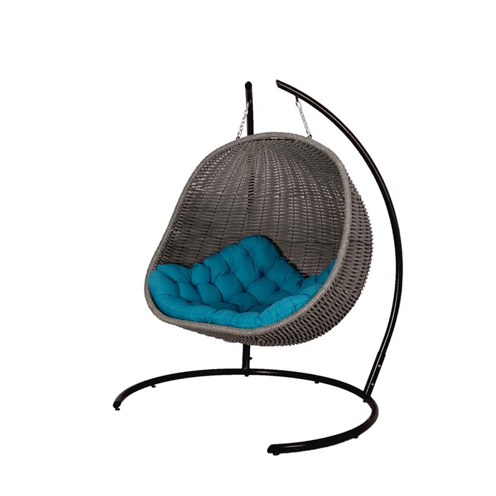 Двойное кресло-кокон, 12 мм лоза, цвет серый, цвет подушки МИКС кресло плетеное nova v1 цвет коричневый подушки микс