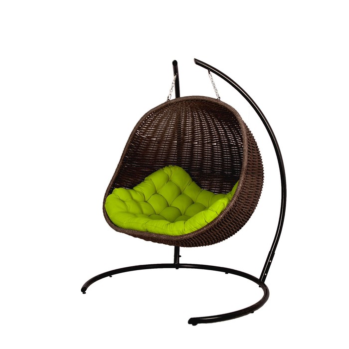 Двойное кресло-кокон, 12 мм лоза, цвет коричневый, цвет подушки МИКС кресло плетеное nova v1 цвет коричневый подушки микс