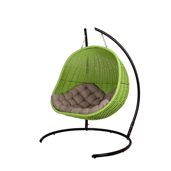 Двойное кресло-кокон, 12мм лоза, цвет светло-зелёный, подушки МИКС кресло плетёное nest цвет коричневый цвет подушки микс