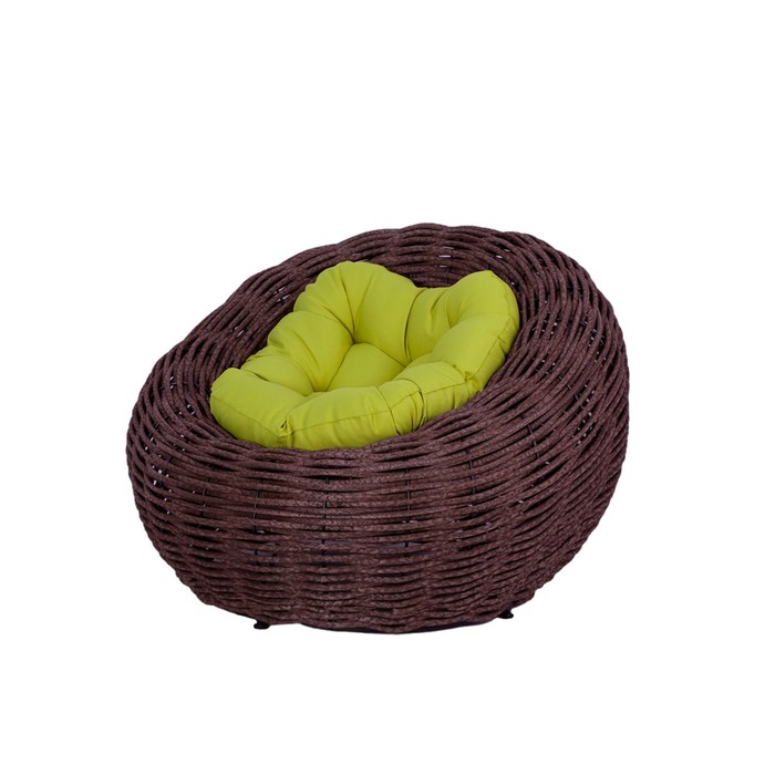 Кресло плетёное Nest, цвет коричневый, цвет подушки МИКС