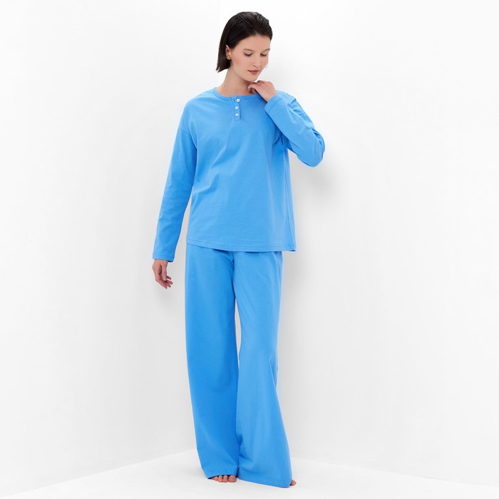 цена Пижама женская (джемпер, брюки) MINAKU: Home collection цвет голубой, р-р 42