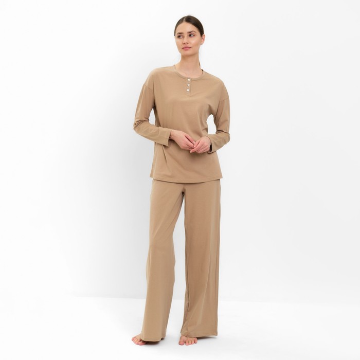 Пижама женская (джемпер, брюки) MINAKU: Home collection цвет бежевый, р-р 48