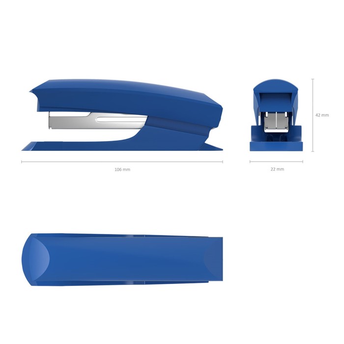 Степлер №10 до 20 листов Erich Krause ECO, встроенный антистеплер, вмещает до 50 скоб, глубина закладки бумаги до 50мм, микс