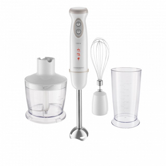 

Блендер Redmond RHB-2997, погружной, 800/1300 Вт, 0.5/0.6 л, 1 скорость, белый