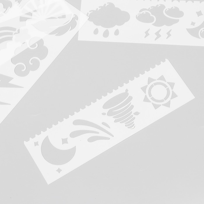 фото Трафарет с фигурным краем "погода" набор 8 шт 18,3х5,5 см