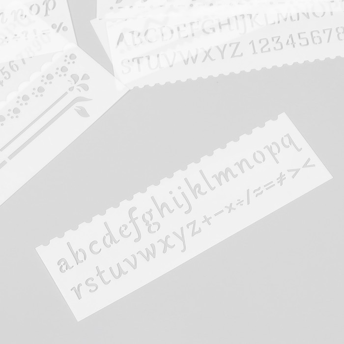 

Трафарет с фигурным краем "Цифры, буквы и узоры" набор 8 шт 18,3х5,5 см