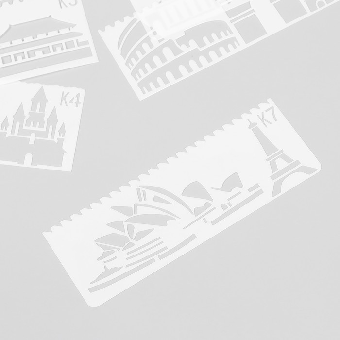 фото Трафарет с фигурным краем "мировая архитектура" набор 8 шт 17х6 см