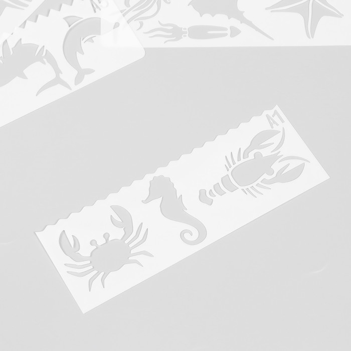 фото Трафарет с фигурным краем "подводный мир" набор 8 шт 17х6 см