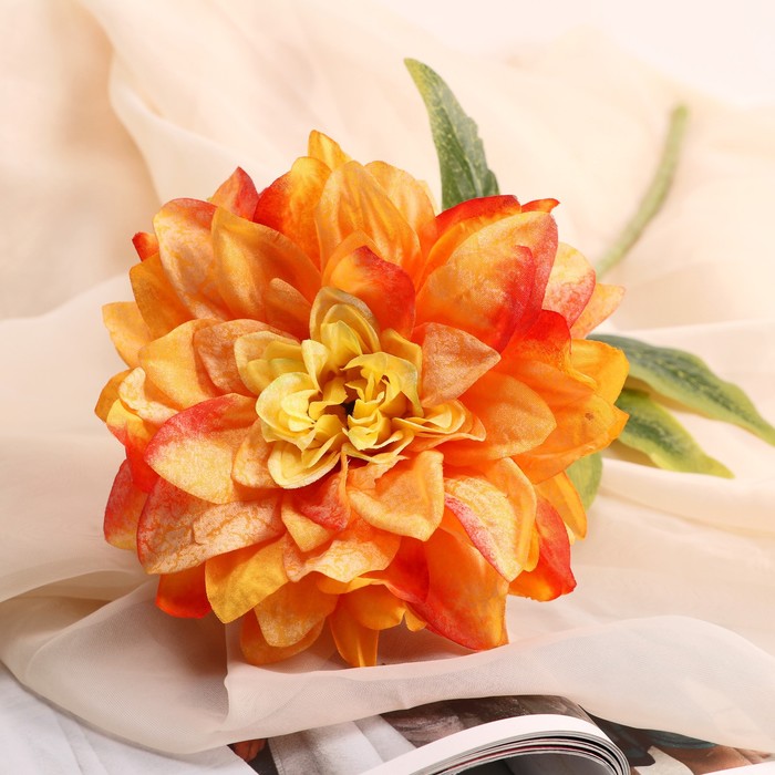 Цветы искусственные "Георгин Пигми" 11х60 см, оранжевый