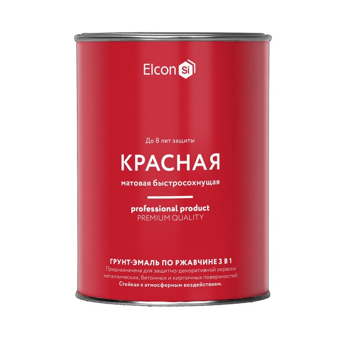 

Грунт эмаль по ржавчине Elcon 3в1 матовая красная 0,8 кг
