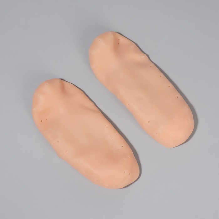 Носочки для педикюра, силиконовые, с перфорацией, 18 × 8 см, цвет бежевый