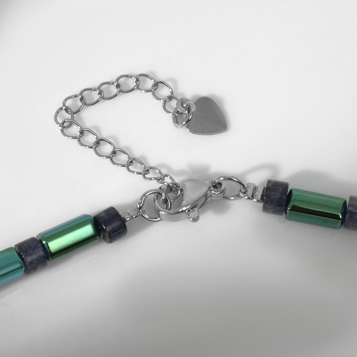 

Бусы "Гематит" трубочка через диск кварца, цвет зелёный, 44см+5см удлинитель