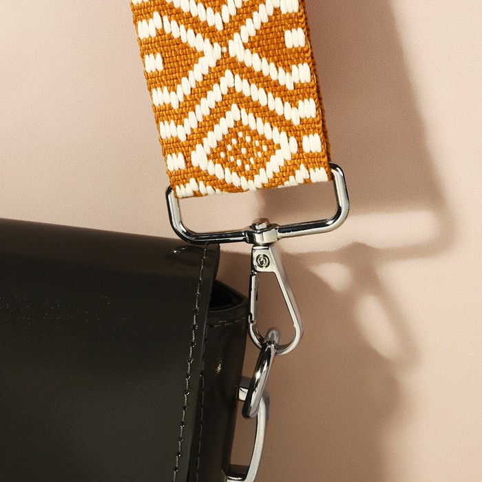 Ручка для сумки «Орнамент», стропа, 140 × 3,8 см, цвет горчичный/белый