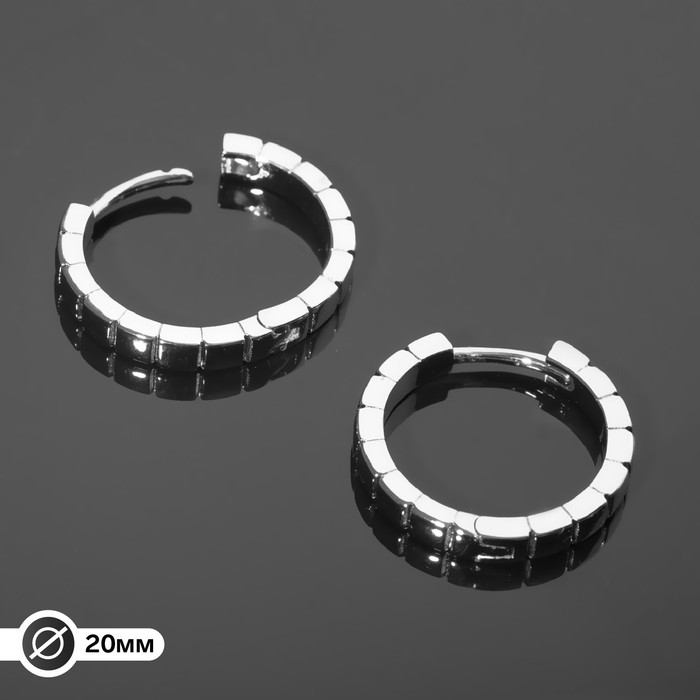 Швензы-кольца родированные «Кубики» d=20 мм, цвет серебро