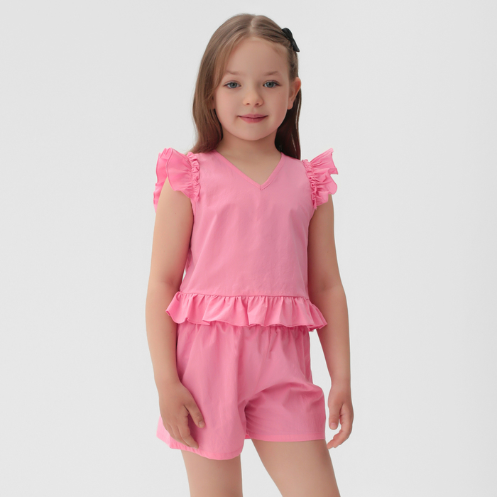 Комплект для девочки (топ, шорты) KAFTAN, р.34 (122-128 см), ярко-розовый