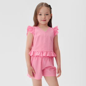 Комплект для девочки (топ, шорты) KAFTAN, р.36 (134-140 см), ярко-розовый