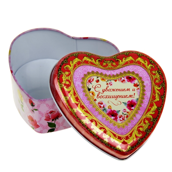 Шкатулка сердце большое "С уважением и восхищением"