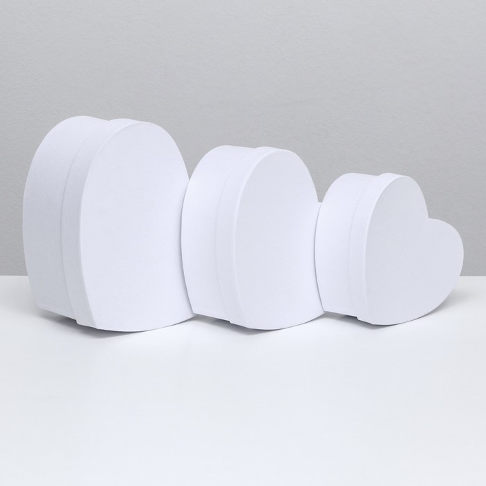 фото Набор коробок 3в1 сердца "белый" 22х20х9,5 см