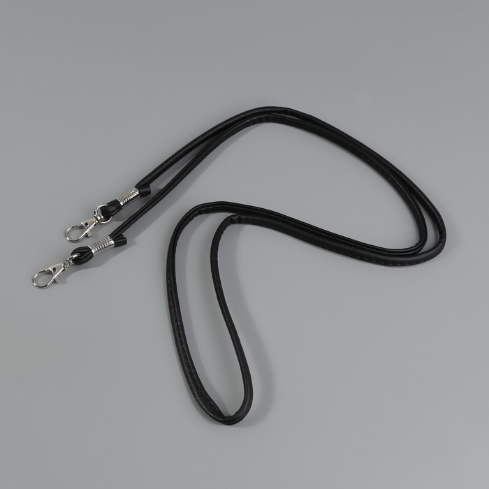Ручка-шнурок для сумки, с карабинами, 120 × 0,6 см, цвет чёрный