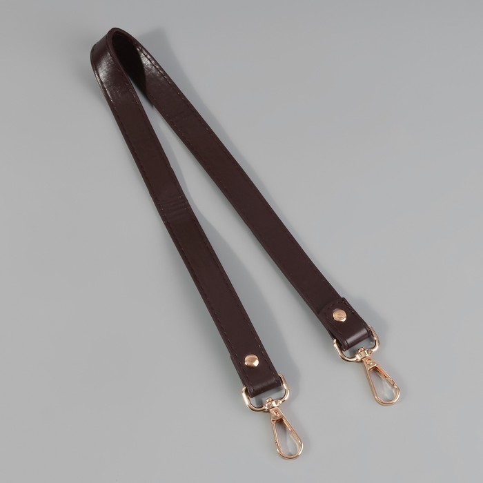 Ручка для сумки, с карабинами, 60 ± 1 см × 2 см, цвет тёмно-коричневый