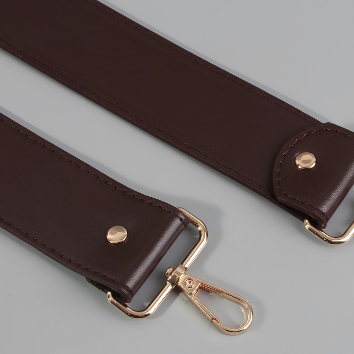 Ручка для сумки, с карабинами, 100 ± 1 см × 4 см, цвет коричневый