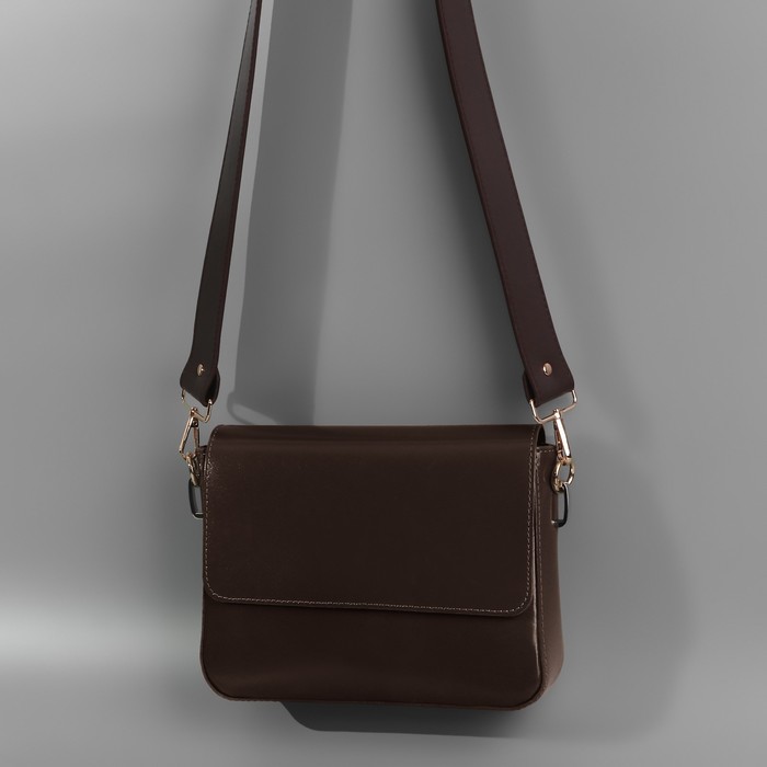 Ручка для сумки, с карабинами, 100 ± 1 см × 4 см, цвет коричневый