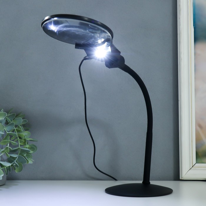 

Лампа-лупа х3 х4,5 для творчества LED от 3LR1130 линзы d=2,1 и 11 см чёрный