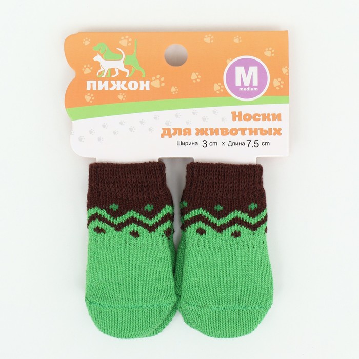 Носки нескользящие, размер M (3/4 * 7,5 см), набор 4 шт, зеленые
