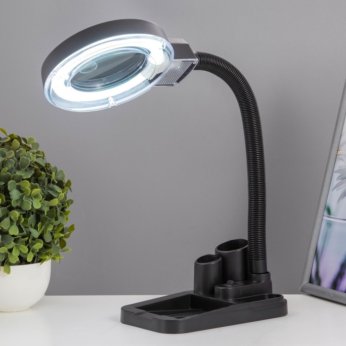 

Настольная лампа с лупой 6х "Мудрец" LED 5Вт 3000-6000К черный 17х11х50см