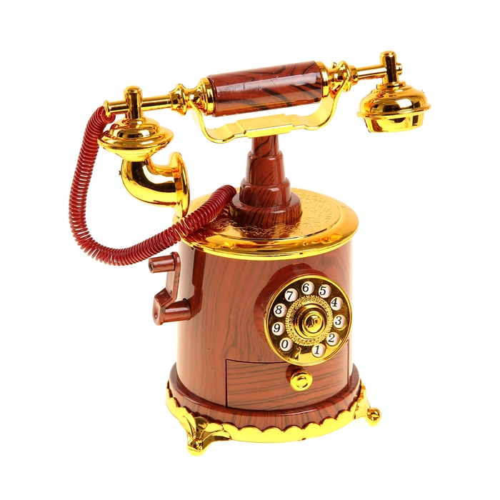 Шкатулка музыкальная механическая "Ретро-телефон", МИКС