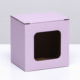 Коробка под кружку, с окном, сиреневая 12 х 9,5 х 12 см