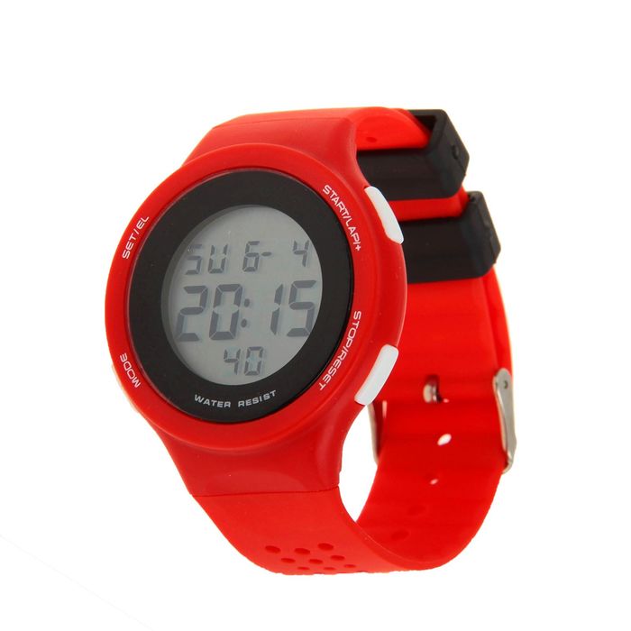 Часы наручные мужские электронные на силиконовом ремешке, цвет красный