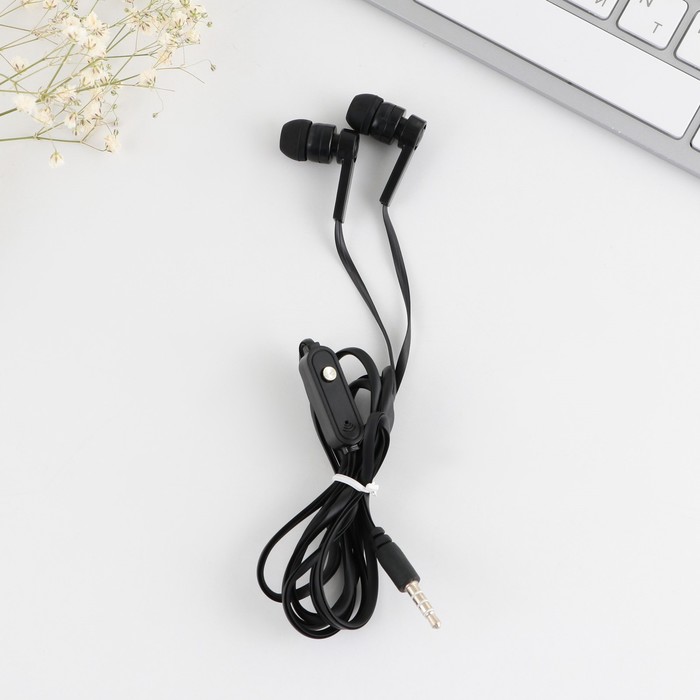 Наушники проводные вакуумные черные с микрофоном 12 м 6900₽